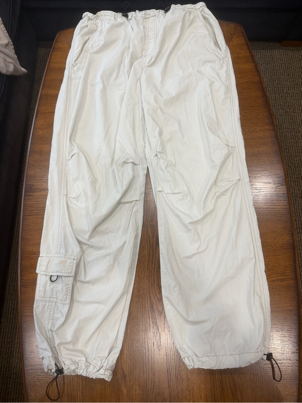 Women’s White parachute Pants - Casual Lightweight Utility